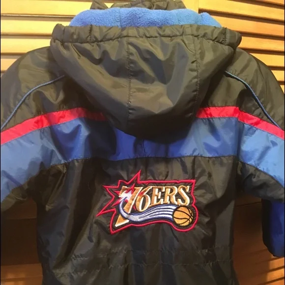 Reebok Black, Blue & Red 76ers Jacket